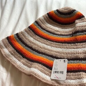 Free People Striped Crochet Bucket Hat